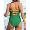 CUPSHE Women Swimsuit One Piece Bathing Suit Square Neck Cutout Back Tummy Control with Adjustable Spaghetti Straps(Forest Green)