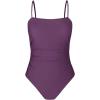 CUPSHE Women Swimsuit One Piece Bathing Suit Square Neck Cutout Back Tummy Control with Adjustable Spaghetti Straps(Grape Purple)