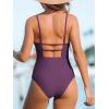 CUPSHE Women Swimsuit One Piece Bathing Suit Square Neck Cutout Back Tummy Control with Adjustable Spaghetti Straps(Grape Purple)