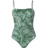 CUPSHE Women Swimsuit One Piece Bathing Suit Square Neck Cutout Back Tummy Control with Adjustable Spaghetti Straps(Green Floral)