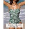 CUPSHE Women Swimsuit One Piece Bathing Suit Square Neck Cutout Back Tummy Control with Adjustable Spaghetti Straps(Green Floral)