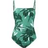 CUPSHE Women Swimsuit One Piece Bathing Suit Square Neck Cutout Back Tummy Control with Adjustable Spaghetti Straps(Green Leaf)