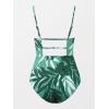 CUPSHE Women Swimsuit One Piece Bathing Suit Square Neck Cutout Back Tummy Control with Adjustable Spaghetti Straps(Green Leaf)