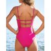 CUPSHE Women Swimsuit One Piece Bathing Suit Square Neck Cutout Back Tummy Control with Adjustable Spaghetti Straps(Magenta)