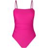 CUPSHE Women Swimsuit One Piece Bathing Suit Square Neck Cutout Back Tummy Control with Adjustable Spaghetti Straps(Magenta)