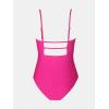 CUPSHE Women Swimsuit One Piece Bathing Suit Square Neck Cutout Back Tummy Control with Adjustable Spaghetti Straps(Magenta)