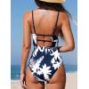CUPSHE Women Swimsuit One Piece Bathing Suit Square Neck Cutout Back Tummy Control with Adjustable Spaghetti Straps(Navy Blue)