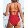 CUPSHE Women Swimsuit One Piece Bathing Suit Square Neck Cutout Back Tummy Control with Adjustable Spaghetti Straps(Red)