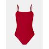 CUPSHE Women Swimsuit One Piece Bathing Suit Square Neck Cutout Back Tummy Control with Adjustable Spaghetti Straps(Red)