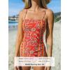 CUPSHE Women Swimsuit One Piece Bathing Suit Square Neck Cutout Back Tummy Control with Adjustable Spaghetti Straps(Red/Yellow Floral)