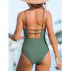 CUPSHE Women Swimsuit One Piece Bathing Suit Square Neck Cutout Back Tummy Control with Adjustable Spaghetti Straps(Sage Green)