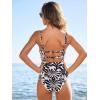 CUPSHE Women Swimsuit One Piece Bathing Suit Square Neck Cutout Back Tummy Control with Adjustable Spaghetti Straps(White/Black Floral)
