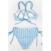 CUPSHE Women’s 2 Piece Bikini Set Back Braided Straps with Reversible Bottom(Blue Vertical Stripes)