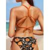 CUPSHE Women’s 2 Piece Bikini Set Back Braided Straps with Reversible Bottom(Bright Orange/Floral)