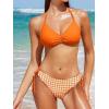 CUPSHE Women’s 2 Piece Bikini Set Back Braided Straps with Reversible Bottom(Bright Orange/Floral)
