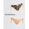 CUPSHE Women’s 2 Piece Bikini Set Back Braided Straps with Reversible Bottom(Bright Orange/Floral)