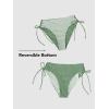 CUPSHE Women’s 2 Piece Bikini Set Back Braided Straps with Reversible Bottom(Green Vertical Stripes)