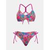 CUPSHE Women’s 2 Piece Bikini Set Back Braided Straps with Reversible Bottom(Magenta/ Ditsy)