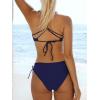 CUPSHE Women’s 2 Piece Bikini Set Back Braided Straps with Reversible Bottom(Navy/Floral)
