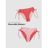 CUPSHE Women’s 2 Piece Bikini Set Back Braided Straps with Reversible Bottom(Red Vertical Stripes)