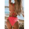 CUPSHE Women’s 2 Piece Bikini Set Back Braided Straps with Reversible Bottom(Red Vertical Stripes)