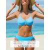 CUPSHE Women’s 2 Piece Bikini Set Back Braided Straps with Reversible Bottom(Sky Blue/Floral)