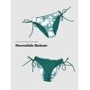 CUPSHE Women’s 2 Piece Bikini Set Back Braided Straps with Reversible Bottom(White/Green Tropical)