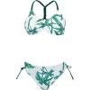 CUPSHE Women’s 2 Piece Bikini Set Back Braided Straps with Reversible Bottom(White/Green Tropical)