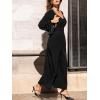 CUPSHE Women’s Casual Loose Jumpsuits One Piece V Neck Long Lantern Sleeve Wide Leg Pants High Waist Jumpsuit With Pockets(Black)