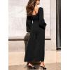 CUPSHE Women’s Casual Loose Jumpsuits One Piece V Neck Long Lantern Sleeve Wide Leg Pants High Waist Jumpsuit With Pockets(Black)