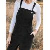 CUPSHE Women’s Corduroy Fall Overall Jumpsuits Self Tie Strap Slanted Front Pockets Side Buttons Wide Leg Casual Rompers(Black)