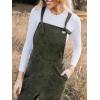 CUPSHE Women’s Corduroy Fall Overall Jumpsuits Self Tie Strap Slanted Front Pockets Side Buttons Wide Leg Casual Rompers(Olive)