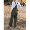 CUPSHE Women’s Corduroy Fall Overall Jumpsuits Self Tie Strap Slanted Front Pockets Side Buttons Wide Leg Casual Rompers(Olive)
