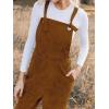 CUPSHE Women’s Corduroy Fall Overall Jumpsuits Self Tie Strap Slanted Front Pockets Side Buttons Wide Leg Casual Rompers(Orange)