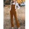 CUPSHE Women’s Corduroy Fall Overall Jumpsuits Self Tie Strap Slanted Front Pockets Side Buttons Wide Leg Casual Rompers(Orange)