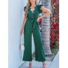 CUPSHE Women’s Dressy Lace Maxi Jumpsuit Date Night Sleeveless Rompers V Neck Belt Pockets Overall Outfits(Green)
