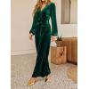 CUPSHE Women’s Long Jumpsuits V Neck Long Sleeve Belted Overall Casual Velvet Wide Leg Pockets Maxi Rompers(Green)