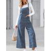 CUPSHE Womens Maxi Jumpsuit Square Neck Sleeveless Plaid Pockets Wide Leg Pleated Summer Casual Loose Overall Long Romper(Blue Plaid)