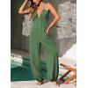 CUPSHE Womens Maxi One Piece Jumpsuit Plunging V Neck Sleeveless Casual Outfit Beach Overall Vacation Summer Long Romper(Deep Green)