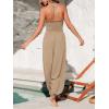 CUPSHE Womens Maxi One Piece Jumpsuit Plunging V Neck Sleeveless Casual Outfit Beach Overall Vacation Summer Long Romper(Khaki)