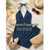 CUPSHE Womens Maxi One Piece Jumpsuit Plunging V Neck Sleeveless Casual Outfit Beach Overall Vacation Summer Long Romper(Navy Blue)