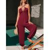 CUPSHE Womens Maxi One Piece Jumpsuit Plunging V Neck Sleeveless Casual Outfit Beach Overall Vacation Summer Long Romper(Red)