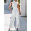 CUPSHE Womens Maxi One Piece Jumpsuit Plunging V Neck Sleeveless Casual Outfit Lounge Ruffled Overall Office Long Romper(White)