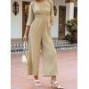 CUPSHE Women’s One Piece Jumpsuits Dressy 3/4 Sleeve Square Neck Overalls Wide Leg Pants Rompers Vacation Outfits(Beige)
