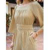 CUPSHE Women’s One Piece Jumpsuits Dressy 3/4 Sleeve Square Neck Overalls Wide Leg Pants Rompers Vacation Outfits(Beige)