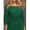 CUPSHE Women’s One Piece Jumpsuits Dressy 3/4 Sleeve Square Neck Overalls Wide Leg Pants Rompers Vacation Outfits(Green)