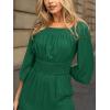 CUPSHE Women’s One Piece Jumpsuits Dressy 3/4 Sleeve Square Neck Overalls Wide Leg Pants Rompers Vacation Outfits(Green)