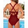 CUPSHE Women’s One Piece Swimsuit Cutout Back Bathing Suit Twist Plunging Neck Crisscross(Burgundy Red)