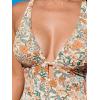 CUPSHE Women’s One Piece Swimsuit Deep V Neck Keyhole Cutout O Ring Textured Bathing Suit(Apricot/Floral)