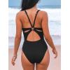 CUPSHE Women’s One Piece Swimsuit Deep V Neck Keyhole Cutout O Ring Textured Bathing Suit(Black)